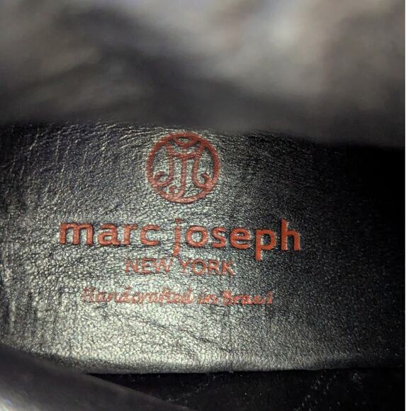 Marc Joseph Madison Bootie Brown Leather Heeled Boots Ankle Womens 9 Buckle Zip - Picture 8 of 9